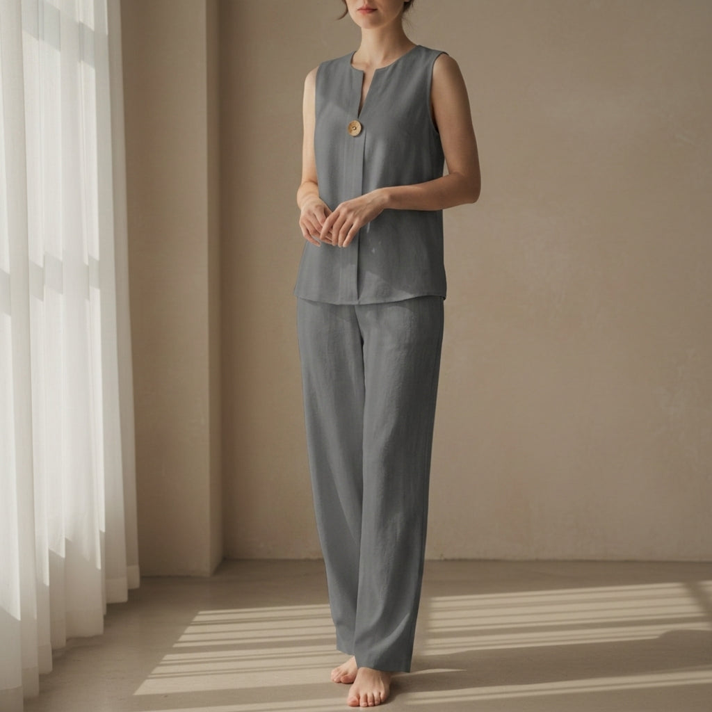 Verity Two Piece Sleeveless Matching Pants Set
