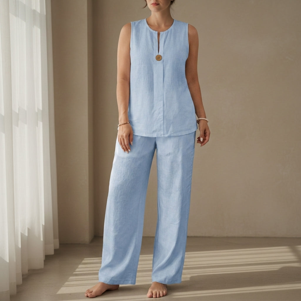 Verity Two Piece Sleeveless Matching Pants Set