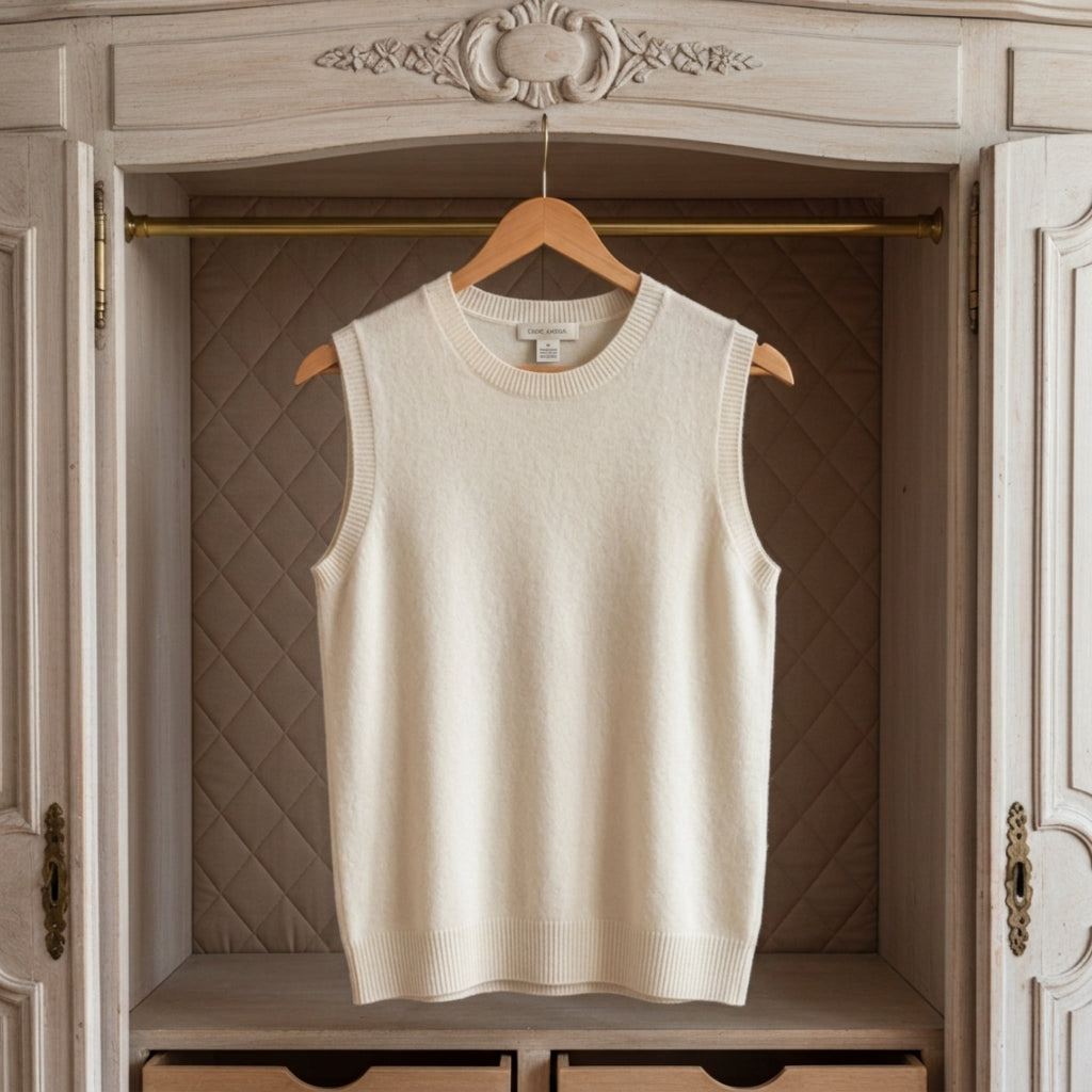 Annency Cashmere Blend Classic Sleeveless Sweater