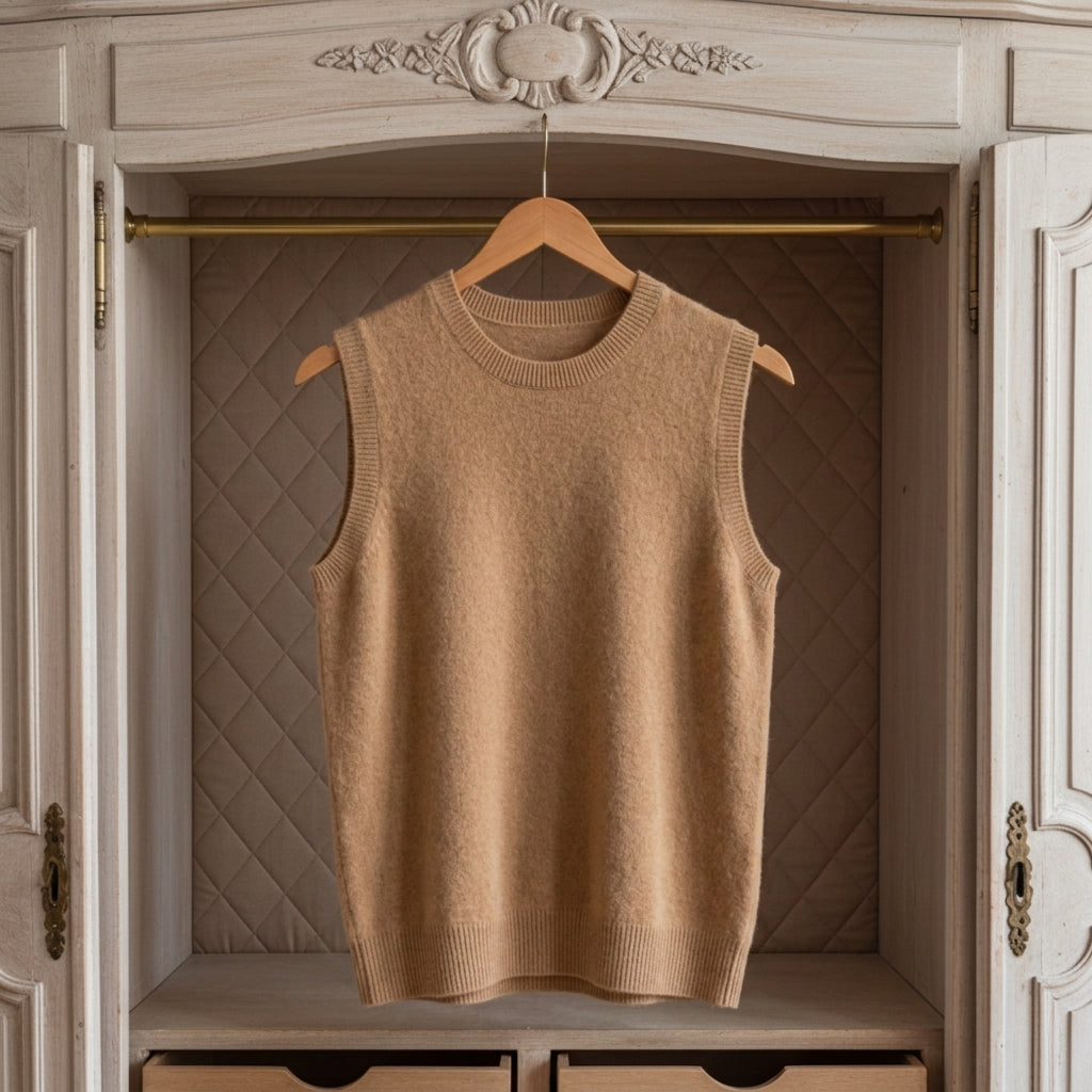 Annency Cashmere Blend Classic Sleeveless Sweater