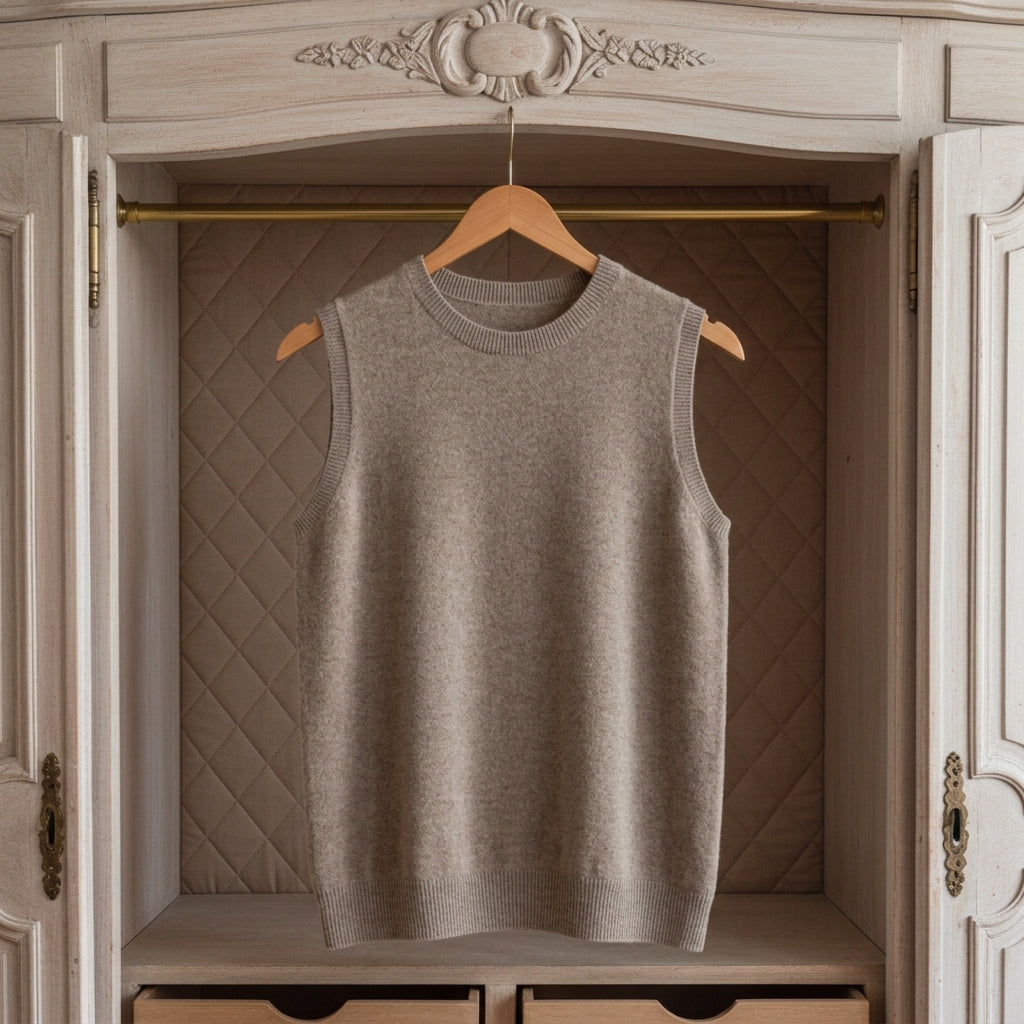 Annency Cashmere Blend Classic Sleeveless Sweater