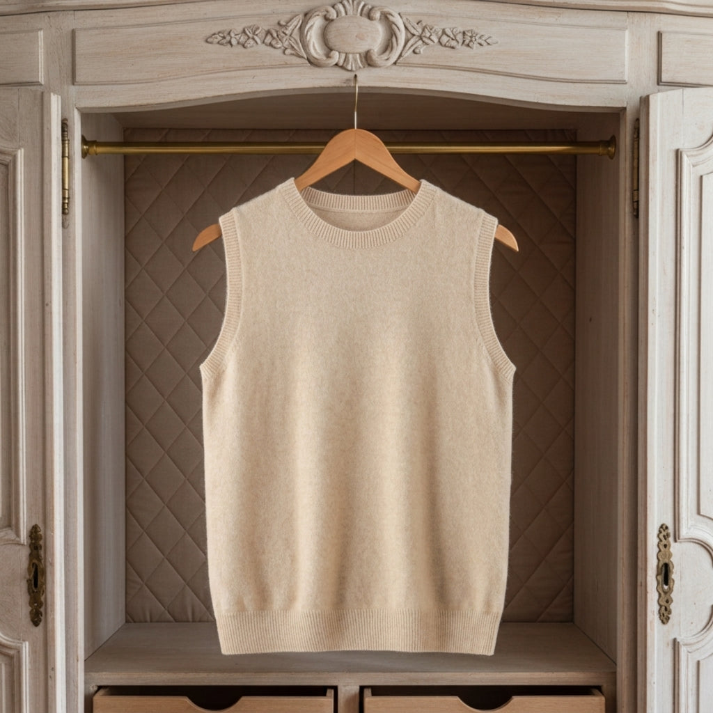 Annency Cashmere Blend Classic Sleeveless Sweater