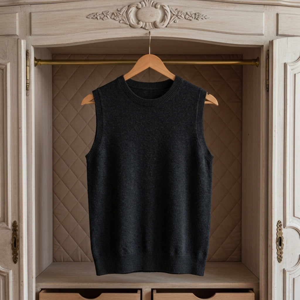 Annency Cashmere Blend Classic Sleeveless Sweater