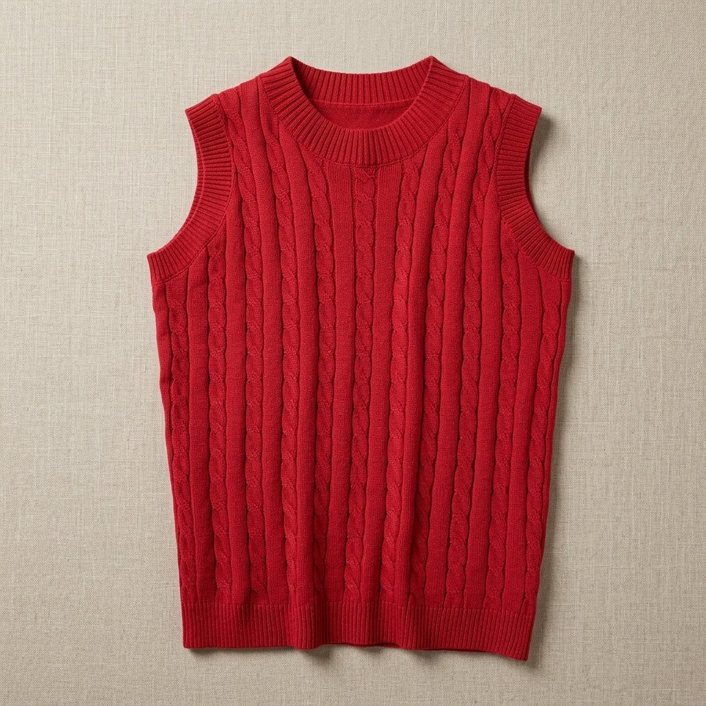 Isabella Red Knit Sleeveless Top