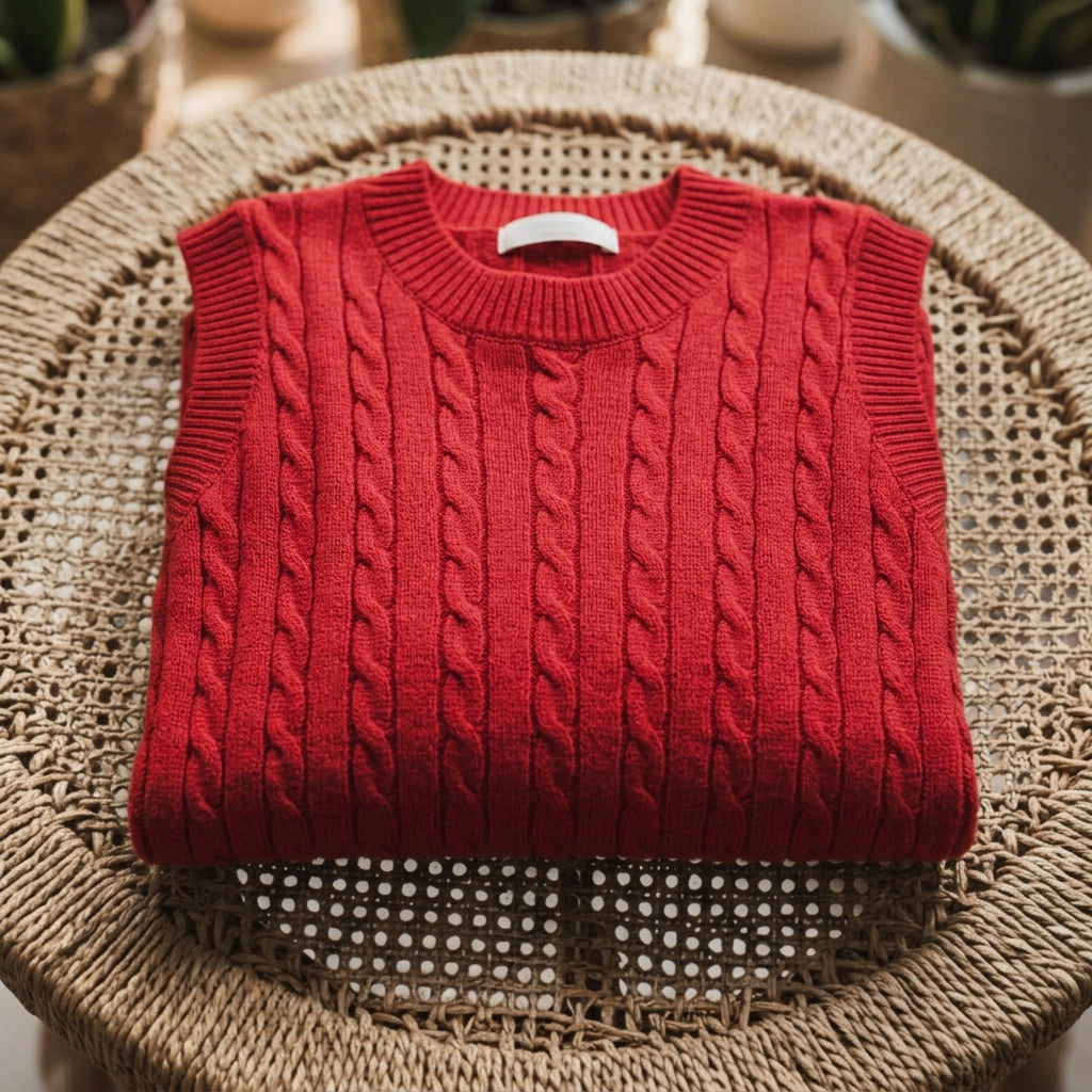 Isabella Red Knit Sleeveless Top