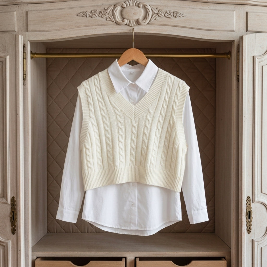 Elisse Sleeveless V-Neck Cable Knit