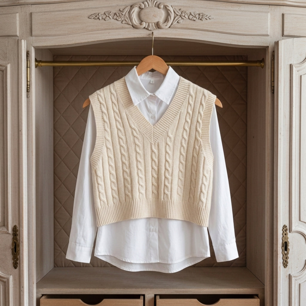Elisse Sleeveless V-Neck Cable Knit