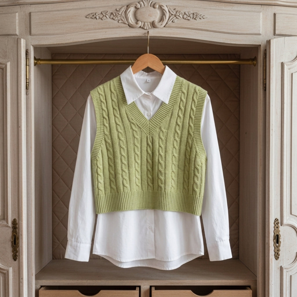 Elisse Sleeveless V-Neck Cable Knit