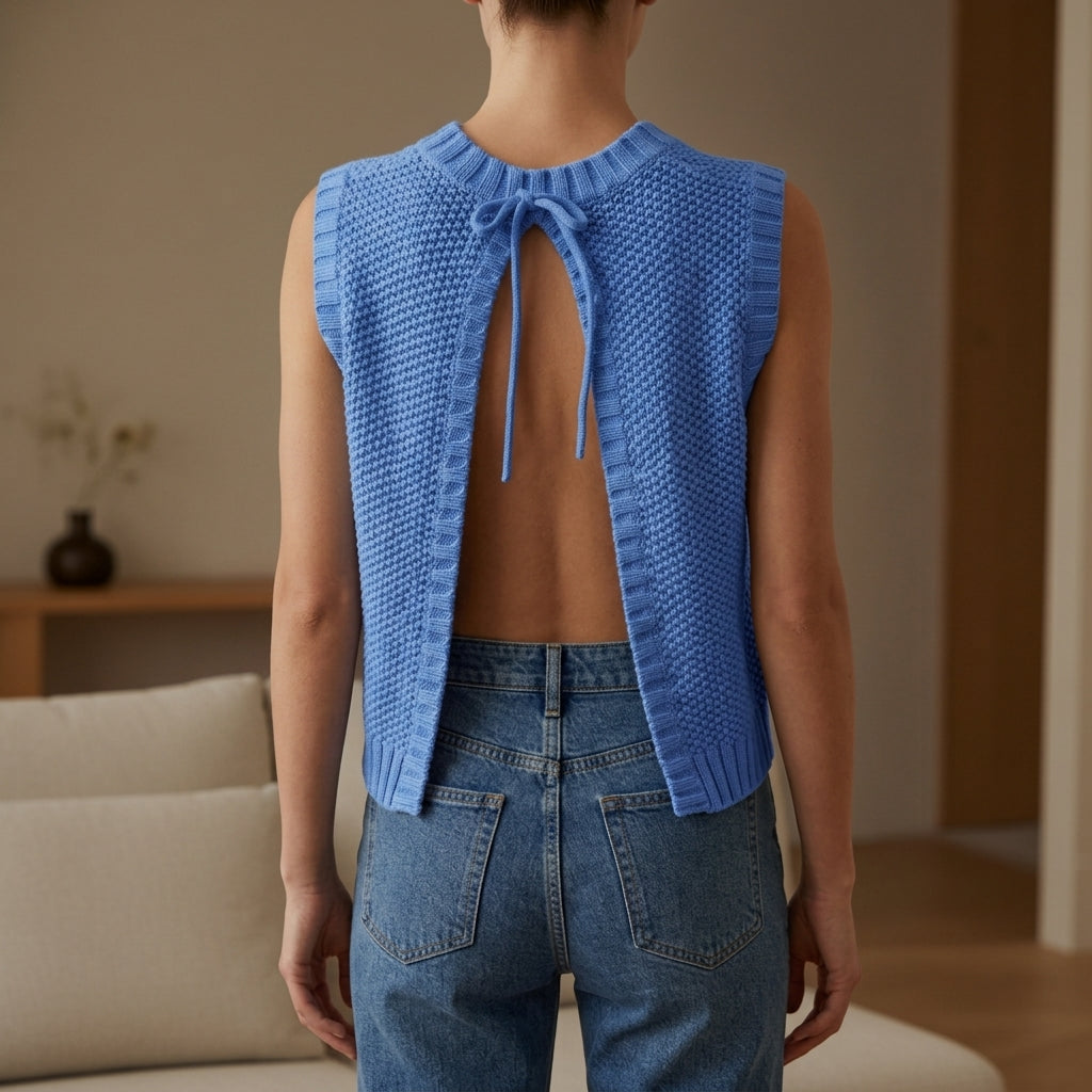 Edora Hollow Out Cable Knit Vest