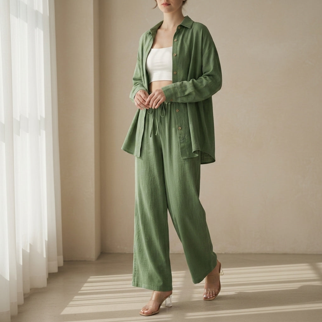 Elodie-Mae Two Piece Linen-Style Trouser Set
