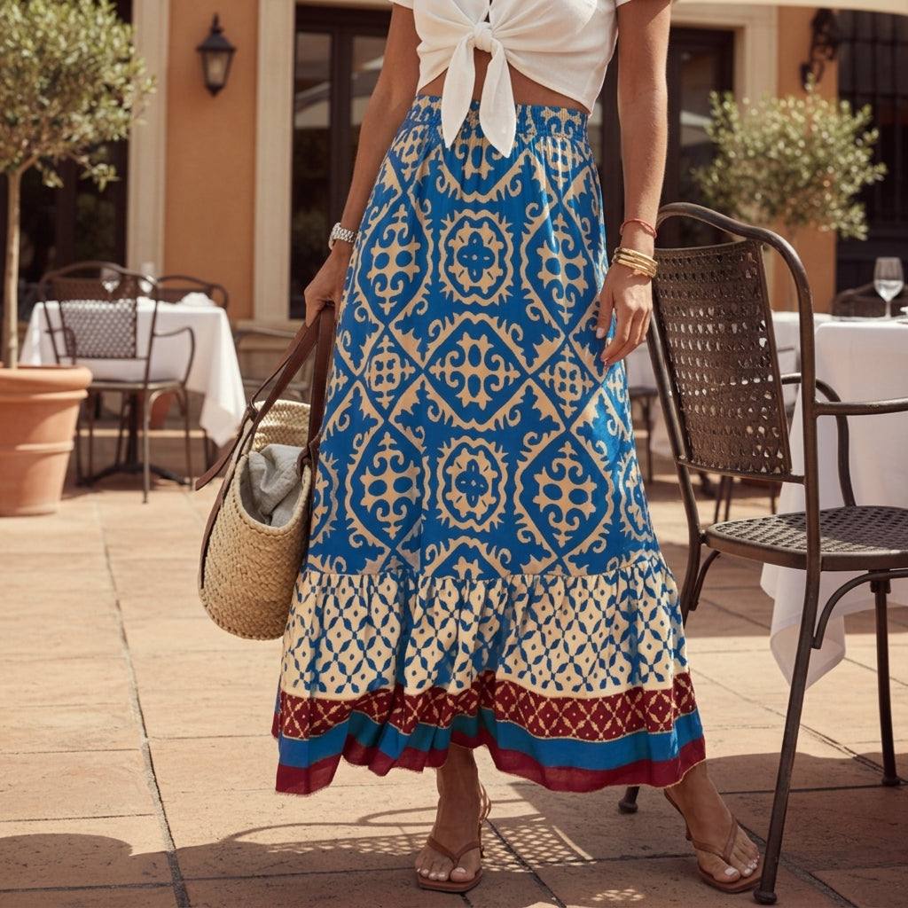 Elena Patterned Beach Skirt