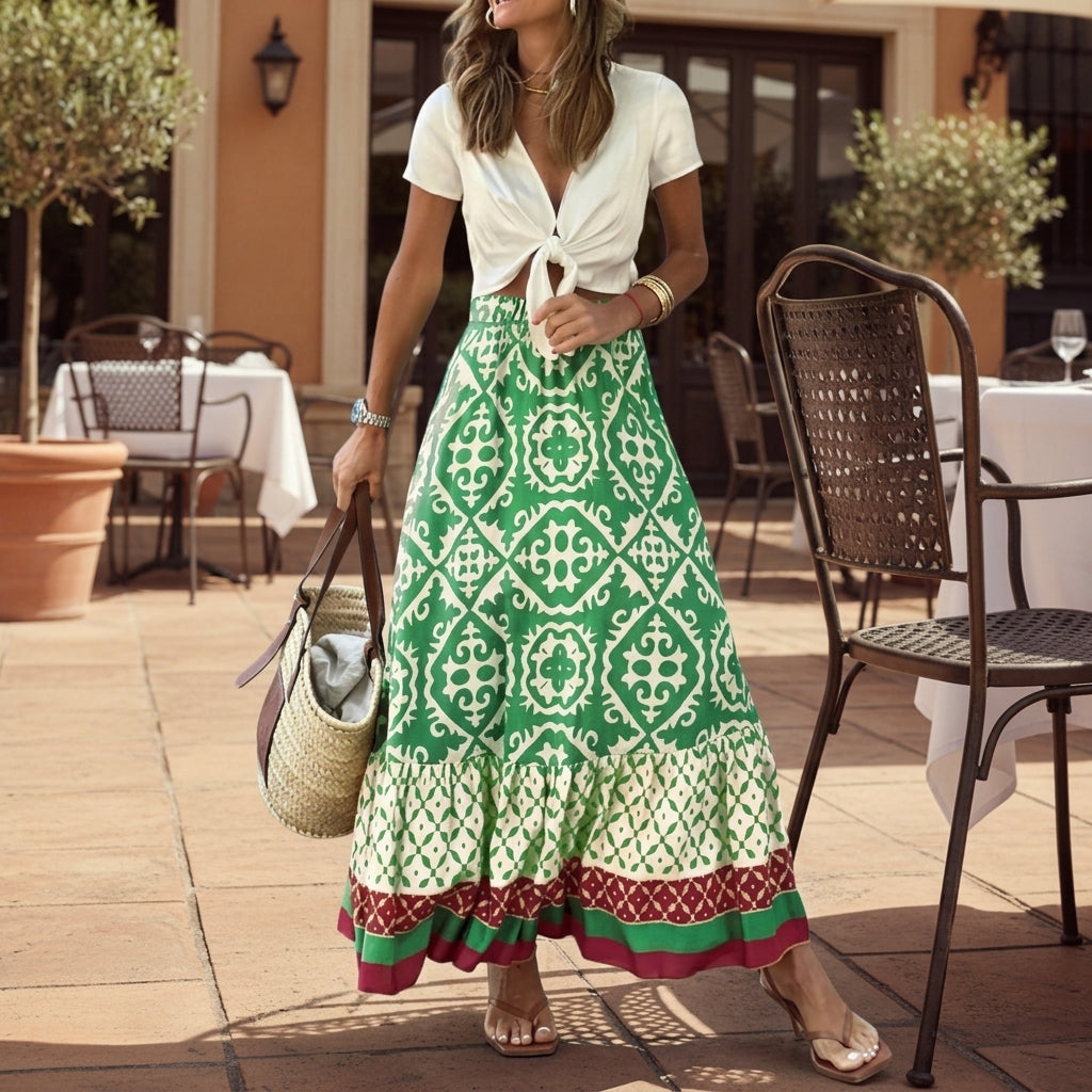 Elena Patterned Beach Skirt