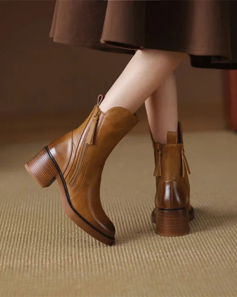 Tindra | Side Zipper Shaft Ankle Boots