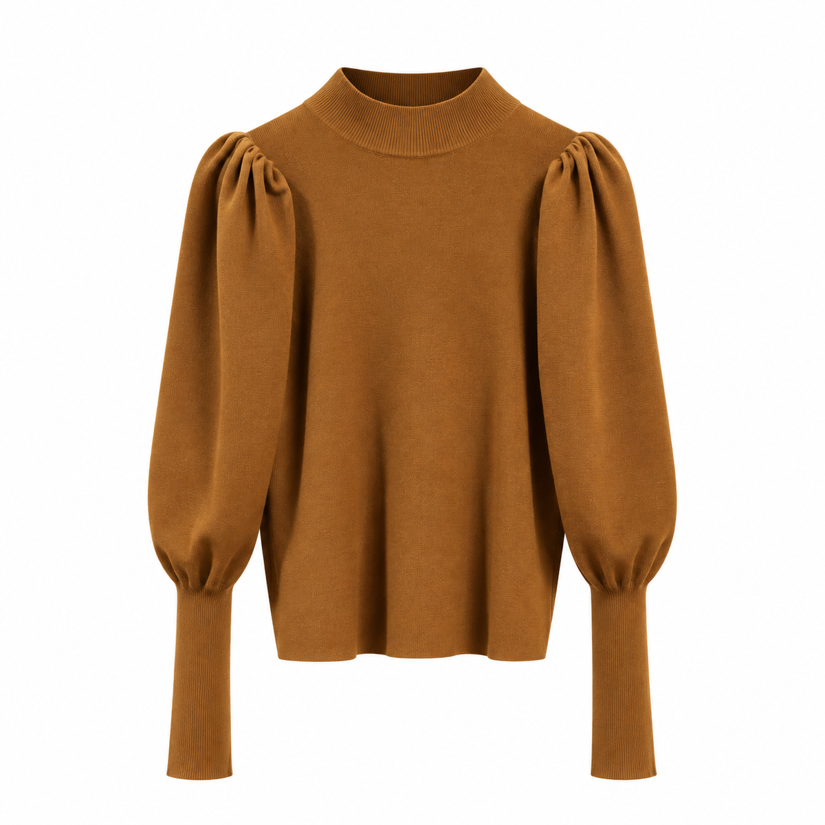 Women's High Neck Jumper with Puff Sleeves