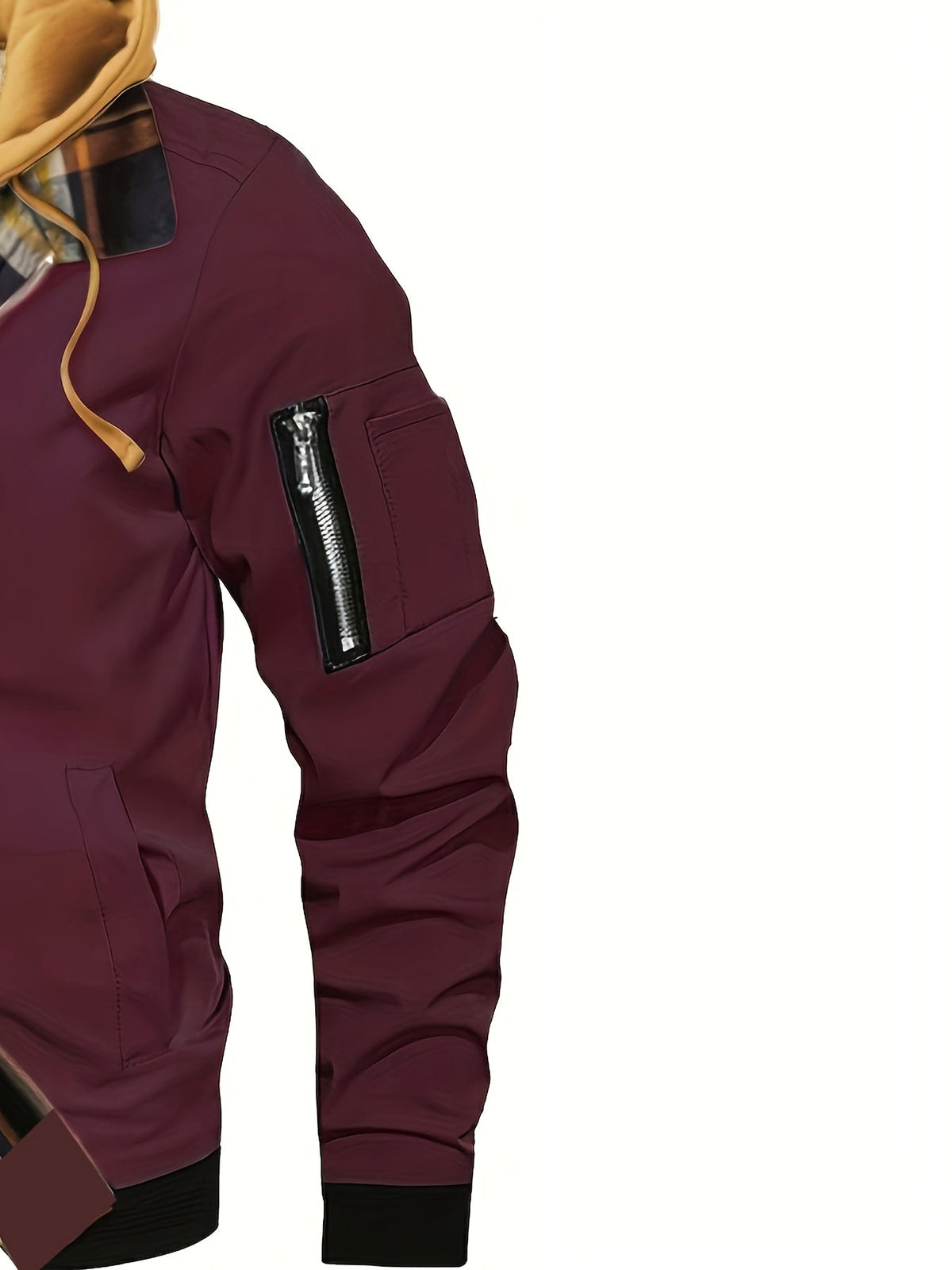Men’s Hooded Jacket with Plaid Trim