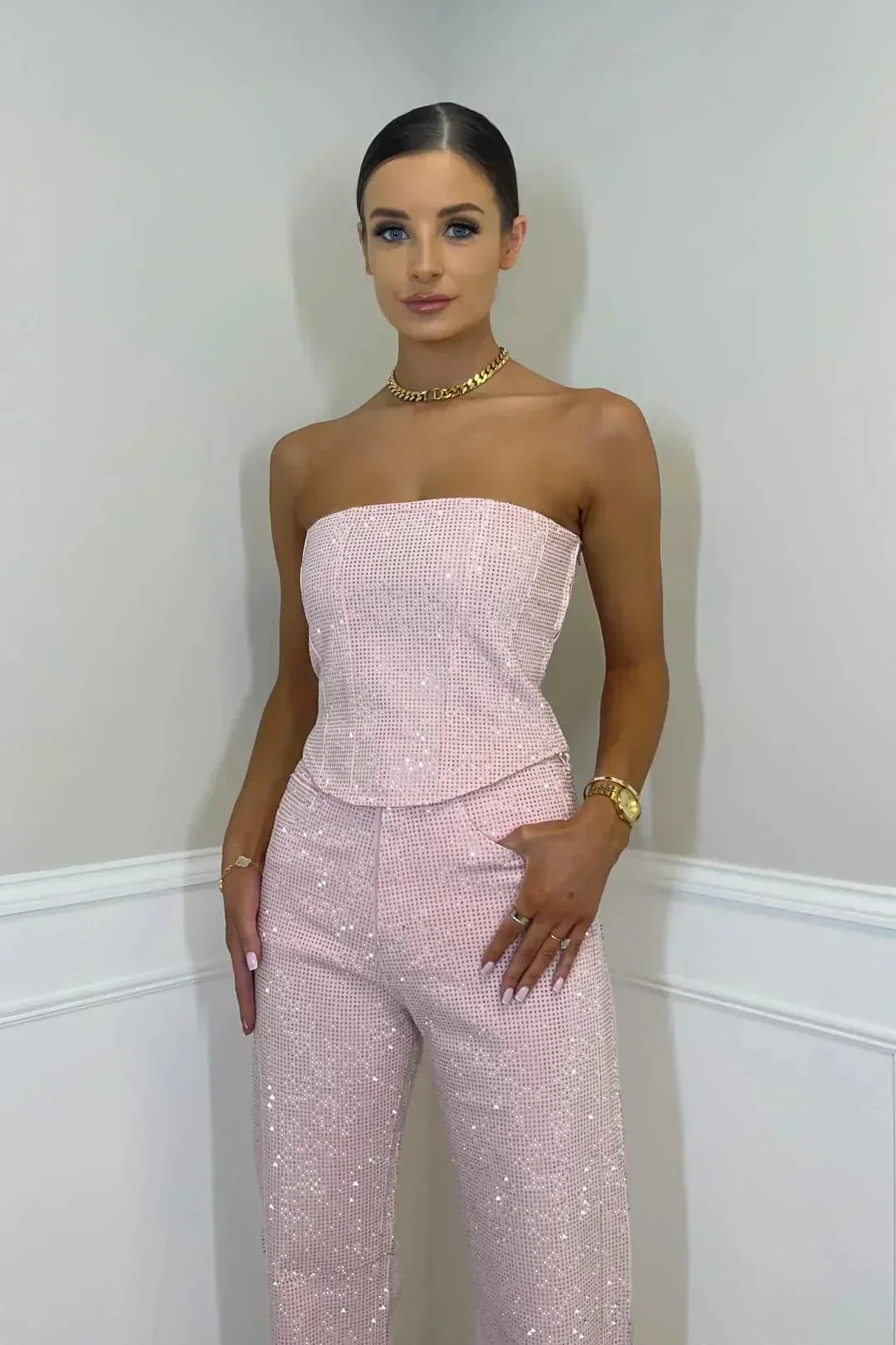 Glimmer | Glitter Set with Crop Top and Jeans