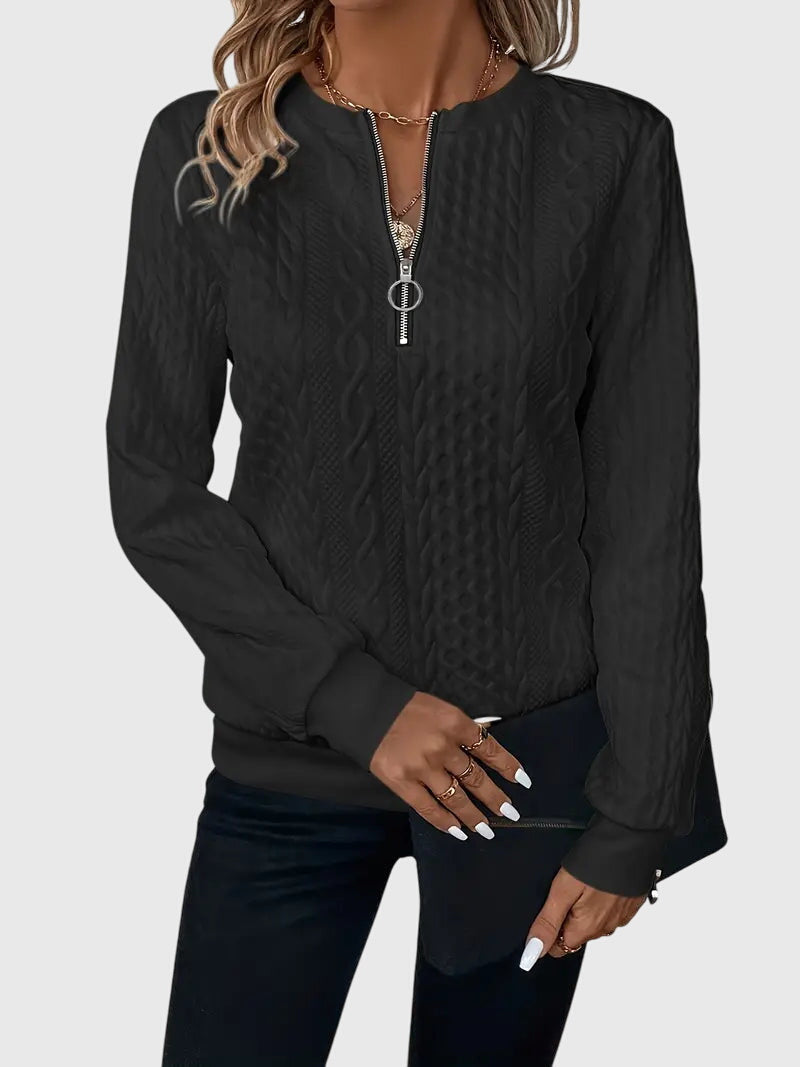 Casimira | Cable Knit Quarter-Zip Sweater