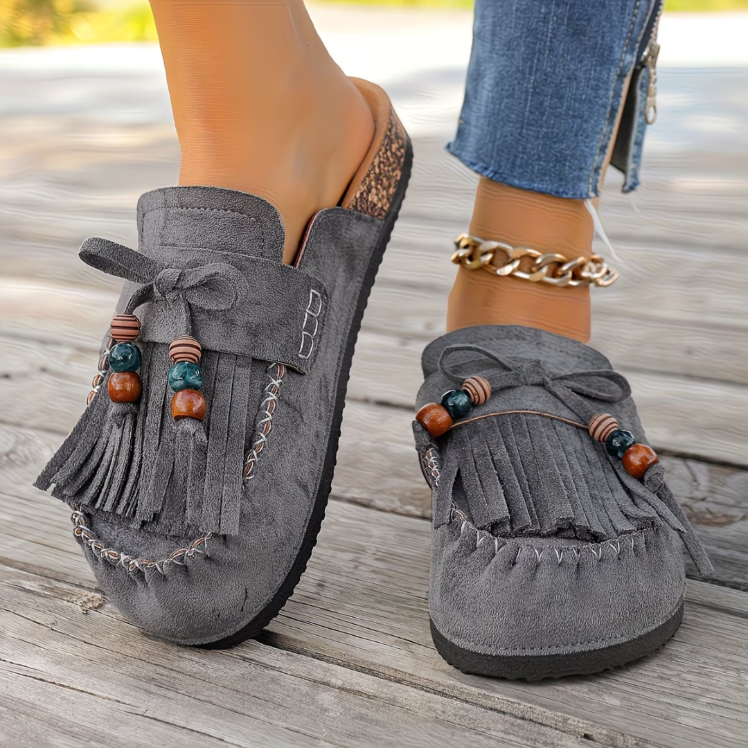 Mehra | Fringe Tassel Slip-On Clogs