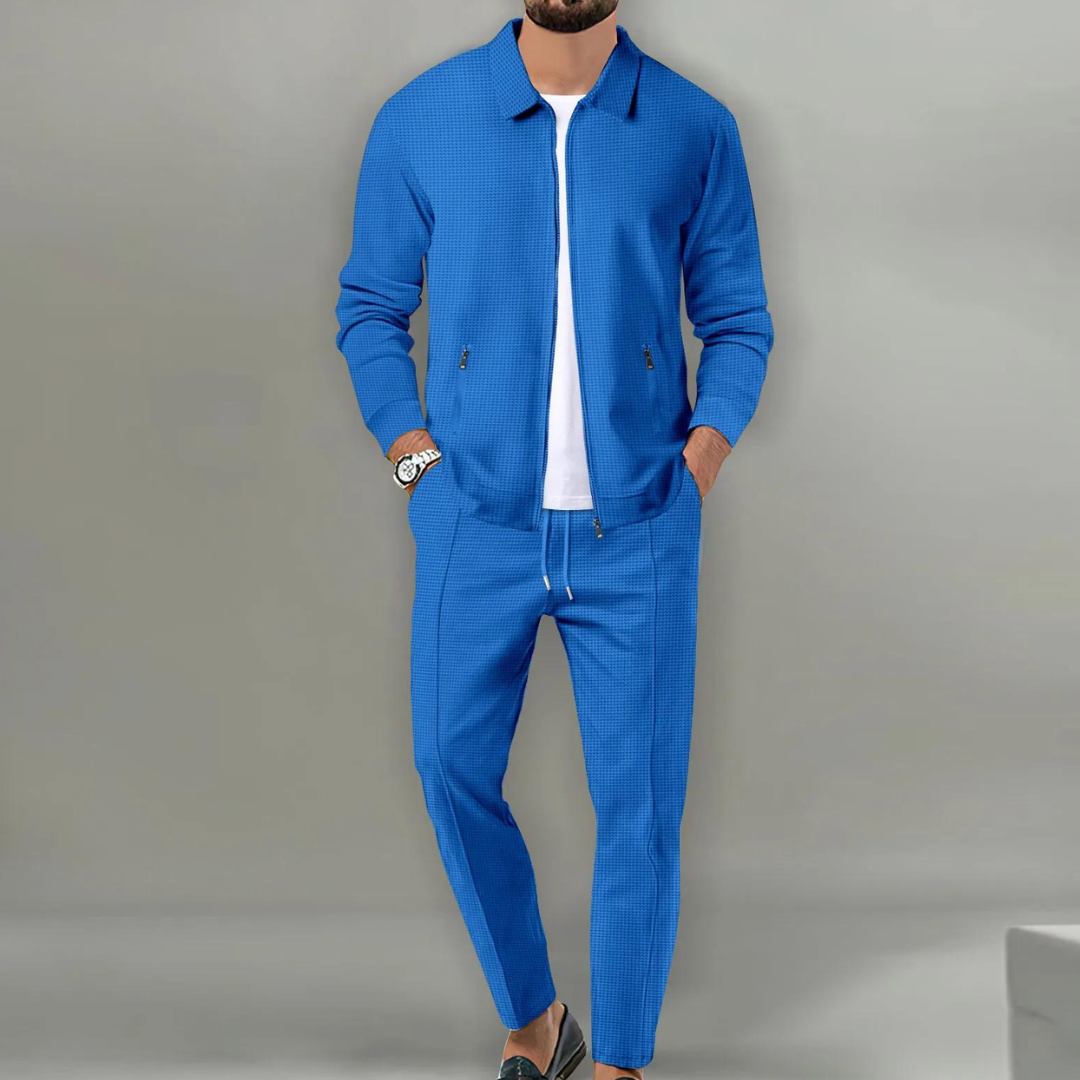 Ashford Men's Houndstooth Zip Two Piece Sweat Set