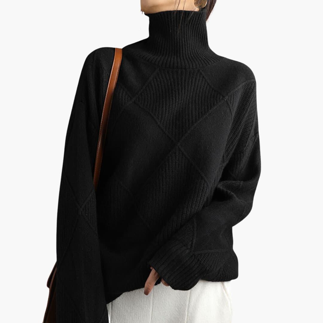 Selah | Ribbed Fitted Silhouette Turtleneck Sweater