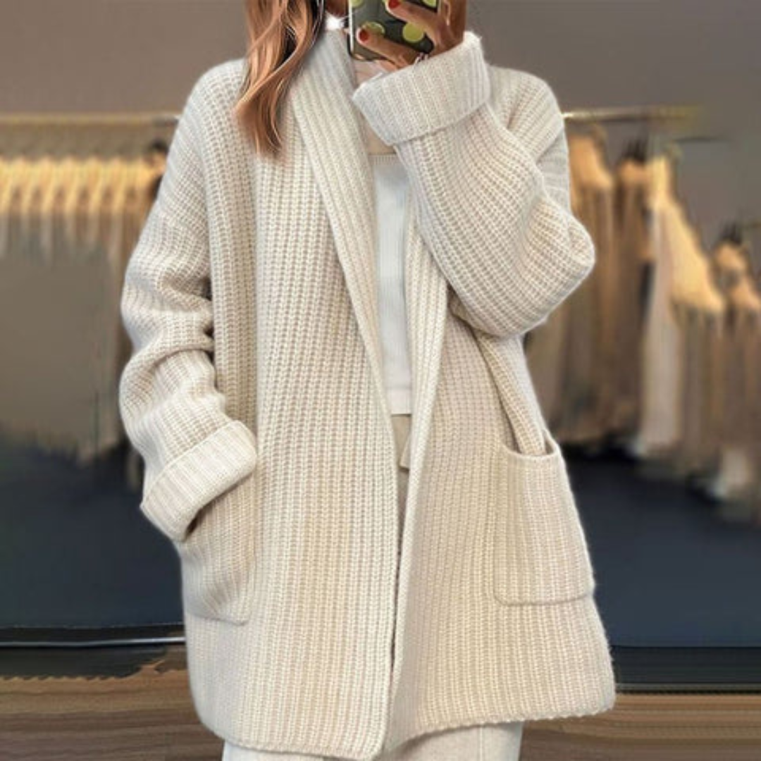 Verona | Knitted Wool Pockets Plus Size Cardigan