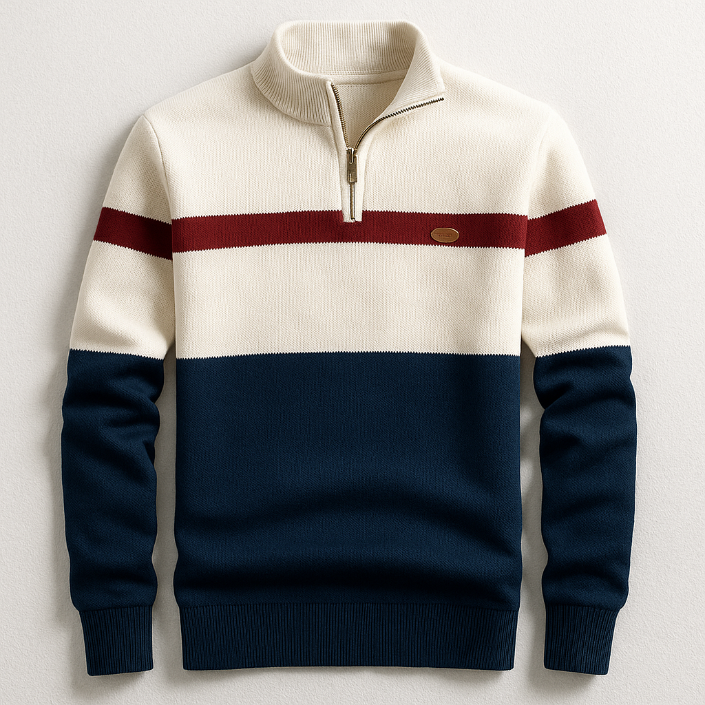 MEN'S PULLOVER WITH ZIP COLLAR