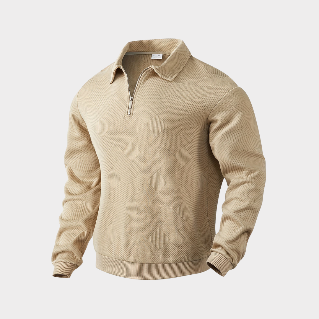 Men's Half-Zip Sweatshirt | Textured Knit Polo Collar