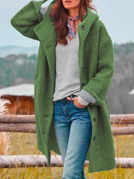 Women's Relaxed Fit Longline Coat with Oversized Lapel Collar – Cosy Casual Outerwear for Autumn and Winter