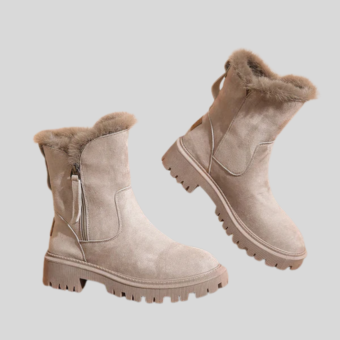 Women's Faux Fur-Lined Ankle Boots with Lug Sole