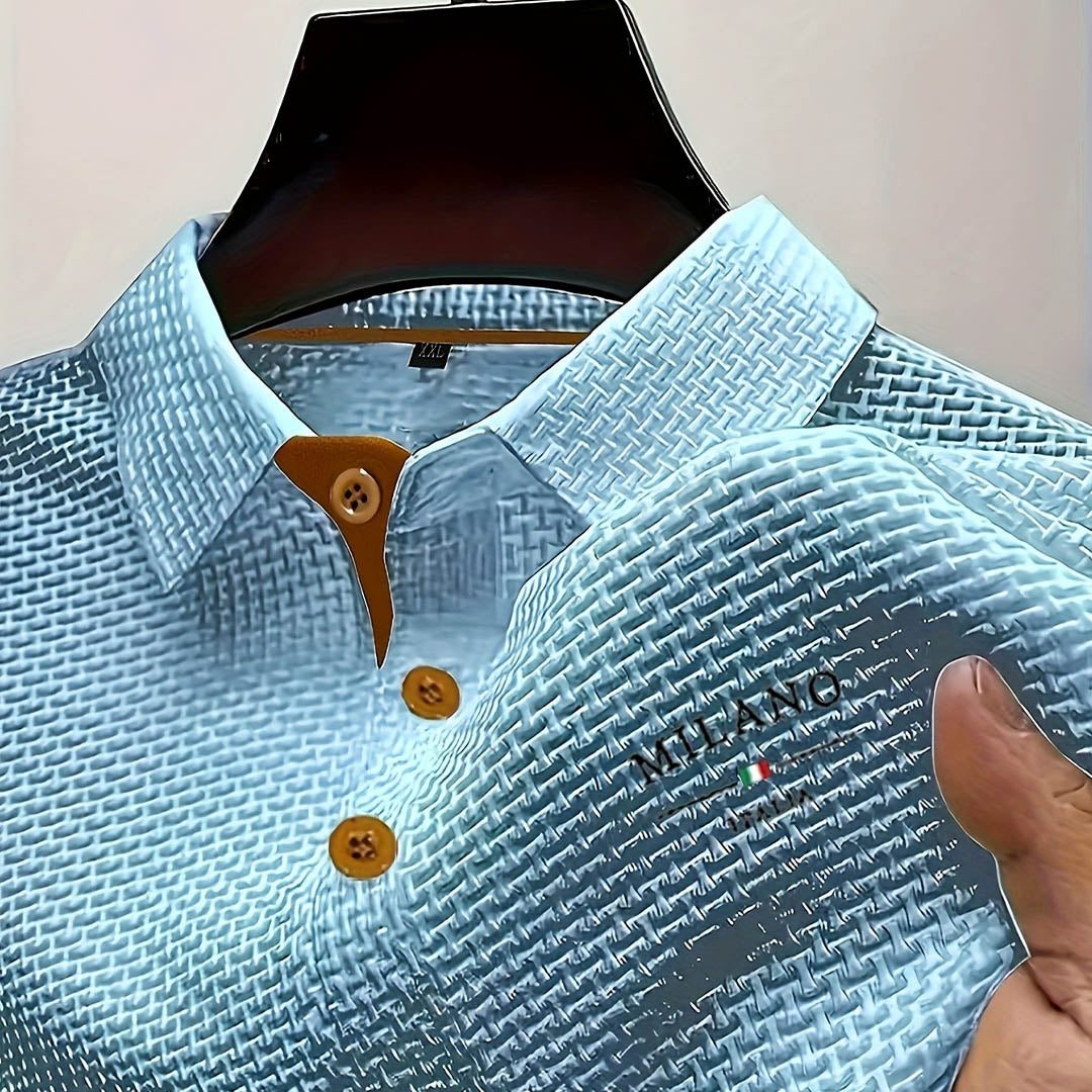 Men's Textured Polo Shirt with Button Placket