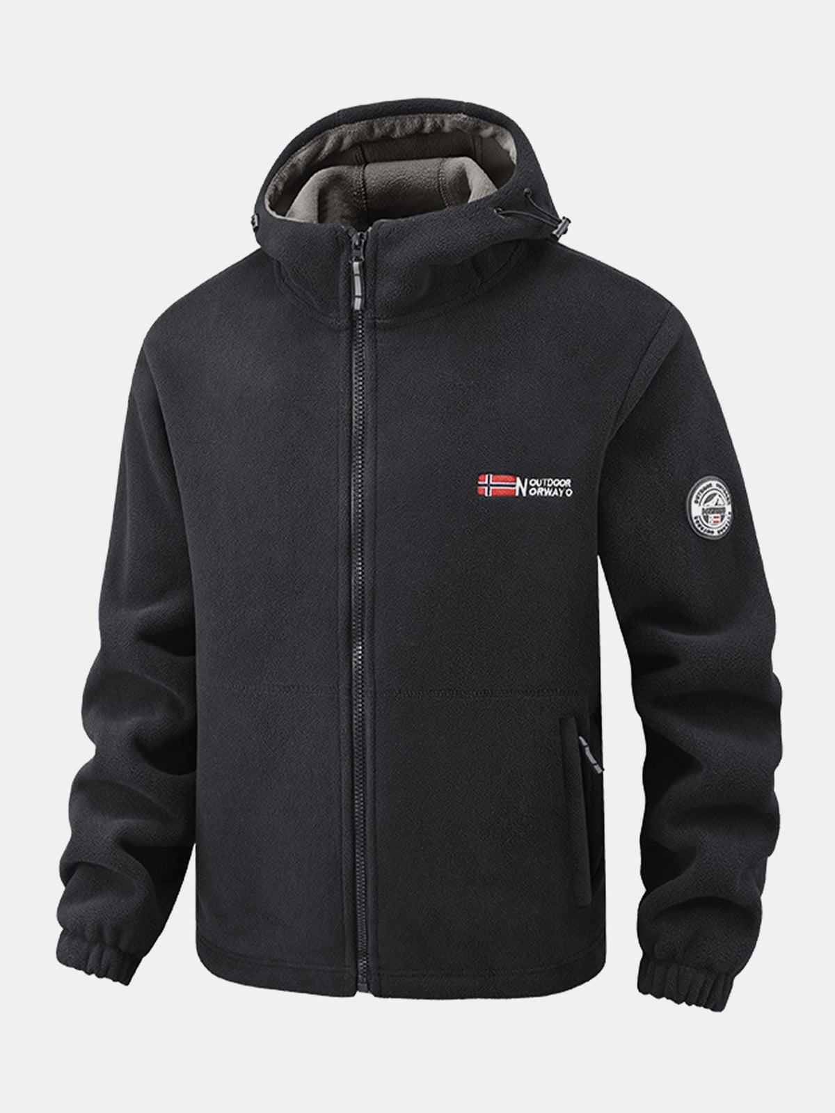 Men's Hooded Polar Fleece Jacket – Warm Full Zip Outdoor Layer with Zipped Pockets for Autumn and Winter
