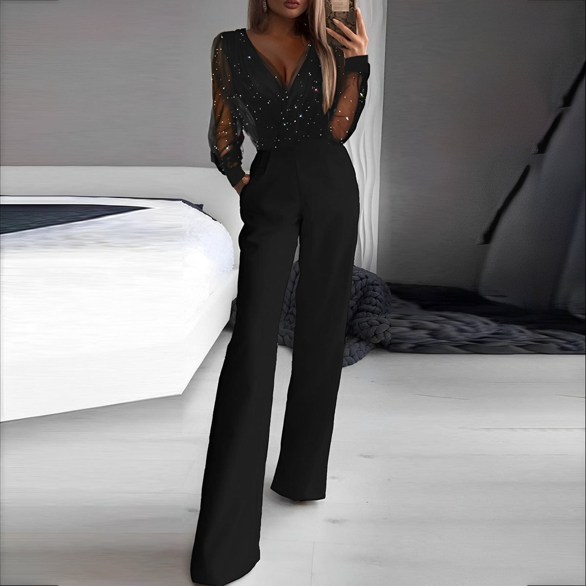 Alissa - Elegant Jumpsuit with V-Neckline for Women
