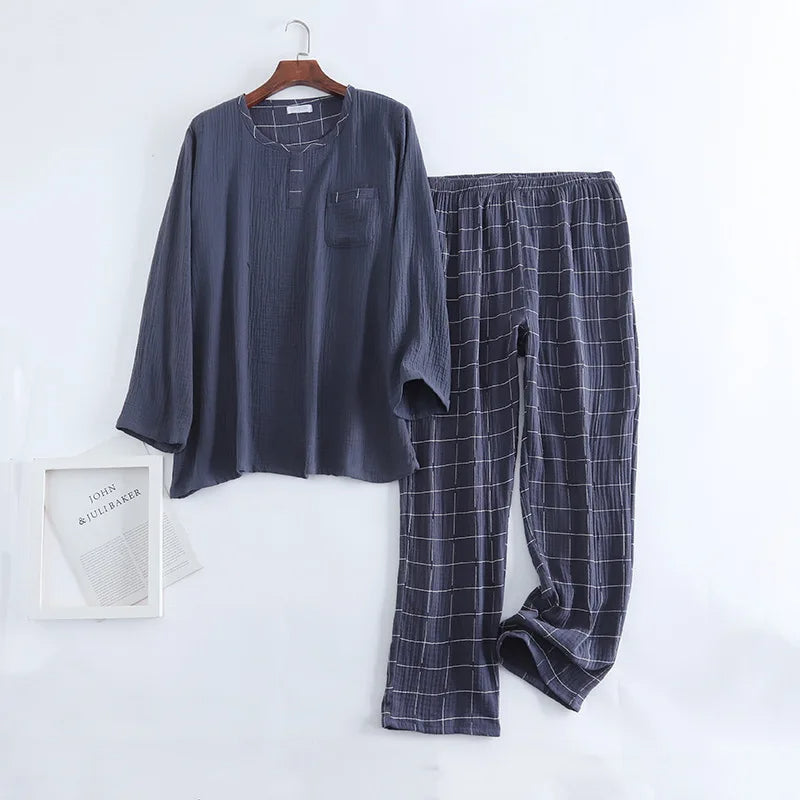 Men's Plus Size Cotton Pyjama Set | Comfortable Loungewear