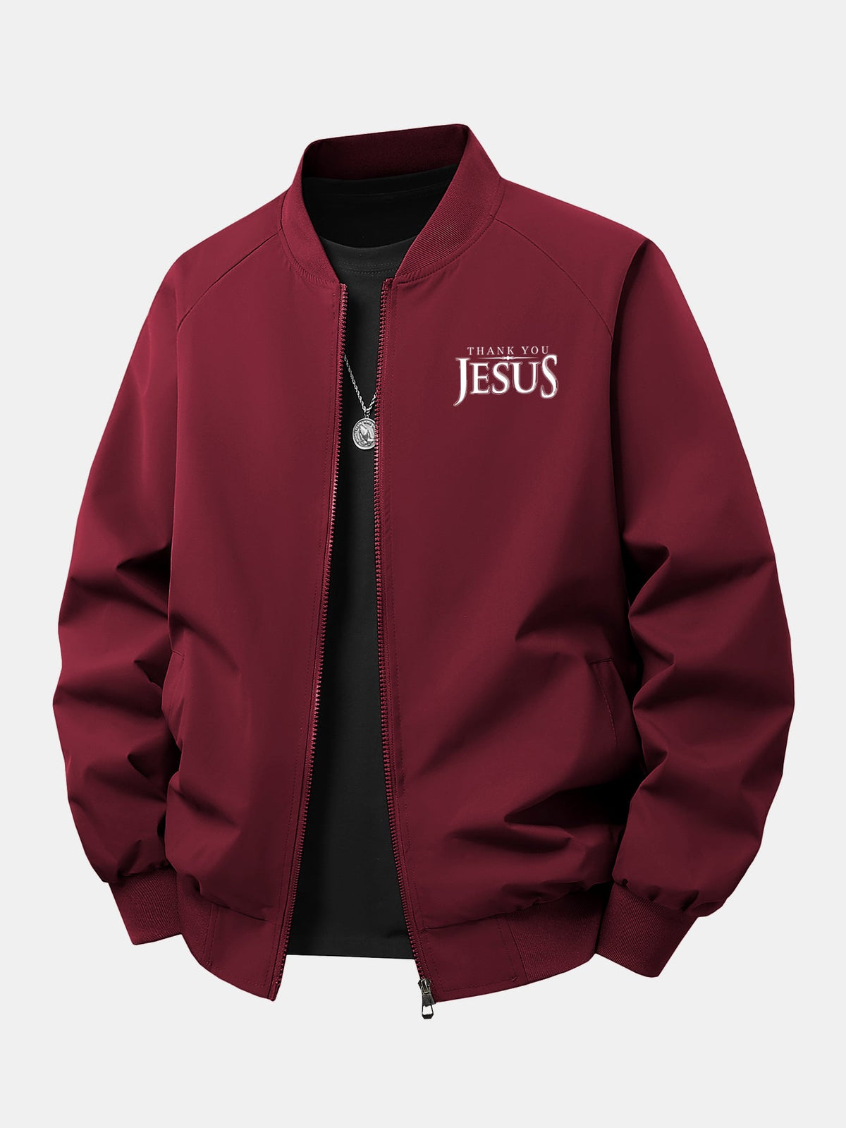 Men's Relaxed Fit Printed Bomber Jacket – Classic Zip-Up Streetwear Outerwear with Ribbed Trims for Autumn and Spring