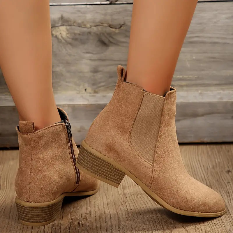 Violette | Low-Heel Side-Zip Ankle Boots