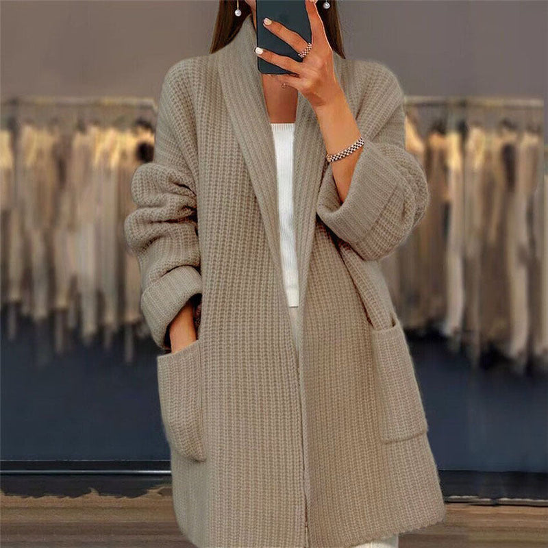 Verona | Knitted Wool Pockets Plus Size Cardigan