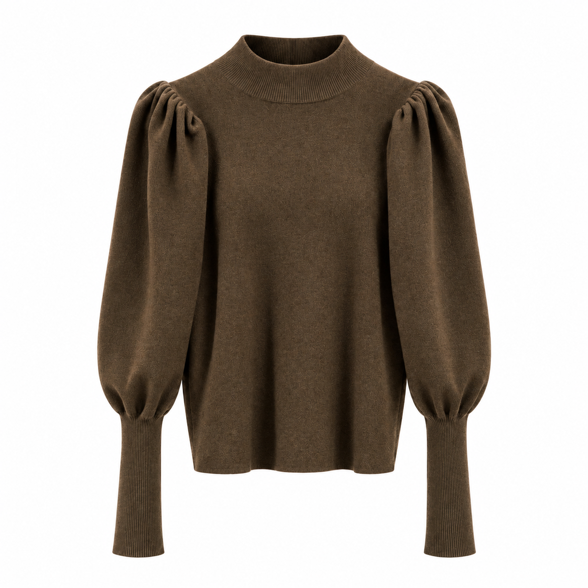 Women's High Neck Jumper with Puff Sleeves