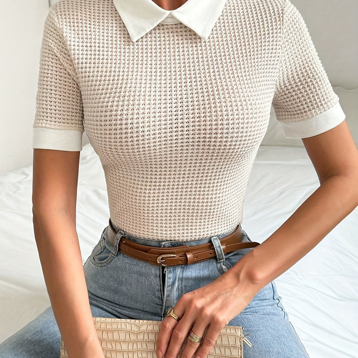 Daphne | Collared Slim Fit Long Sleeve Polo Top