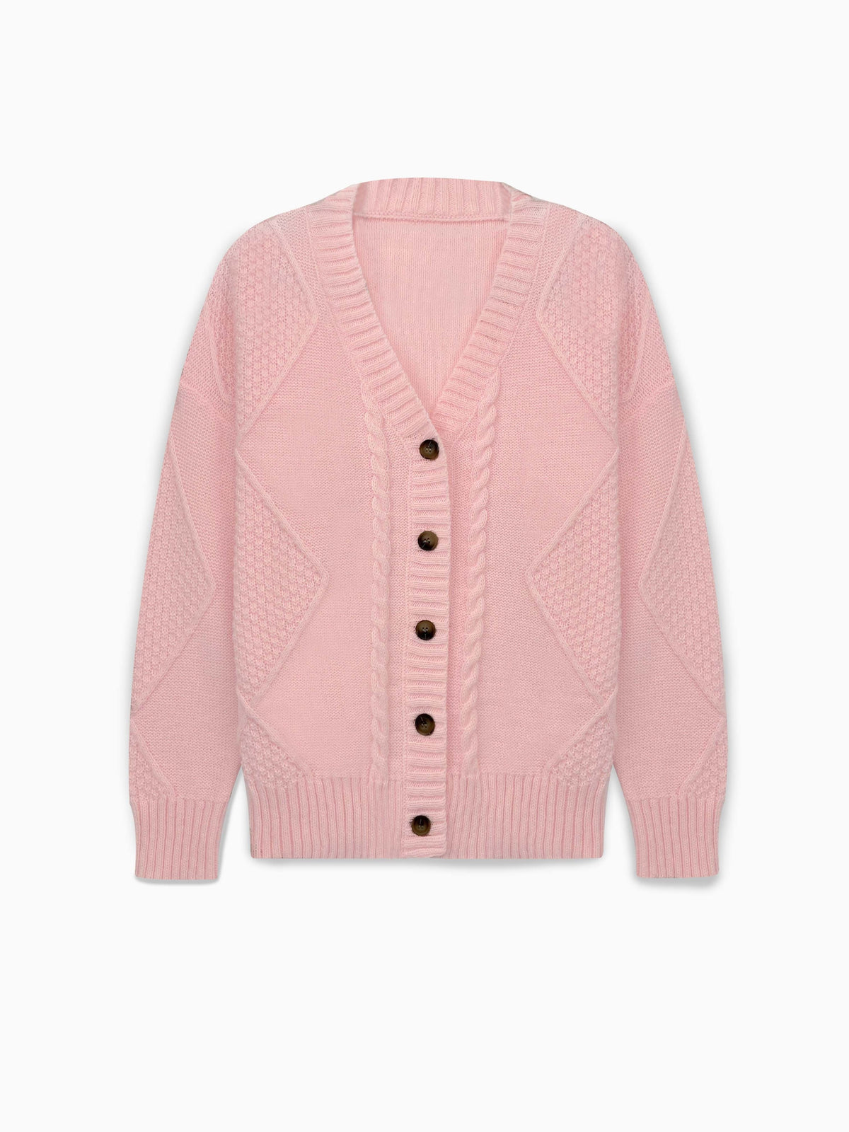 Cora | Cable Knit Button-Front V-Neck Cardigan