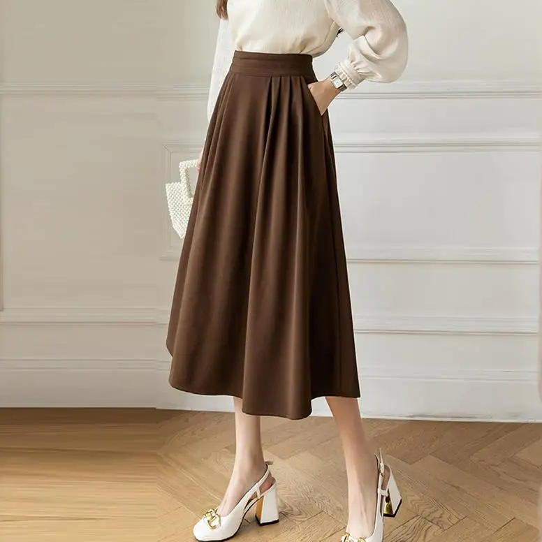 Flowy Pleated High-Waist Midi Skirt