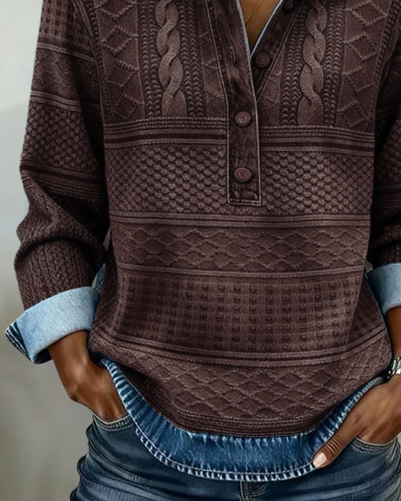 Lyra | Trendy Sweatshirt with Half Button