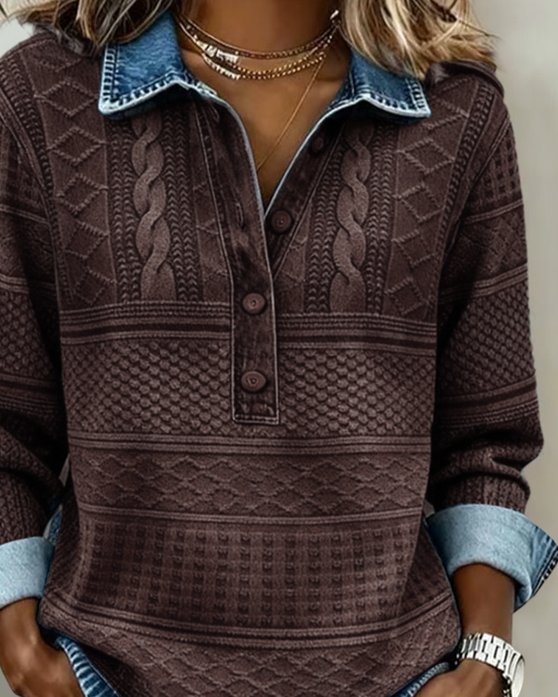 Aria | Trendy Sweatshirt with Half Button