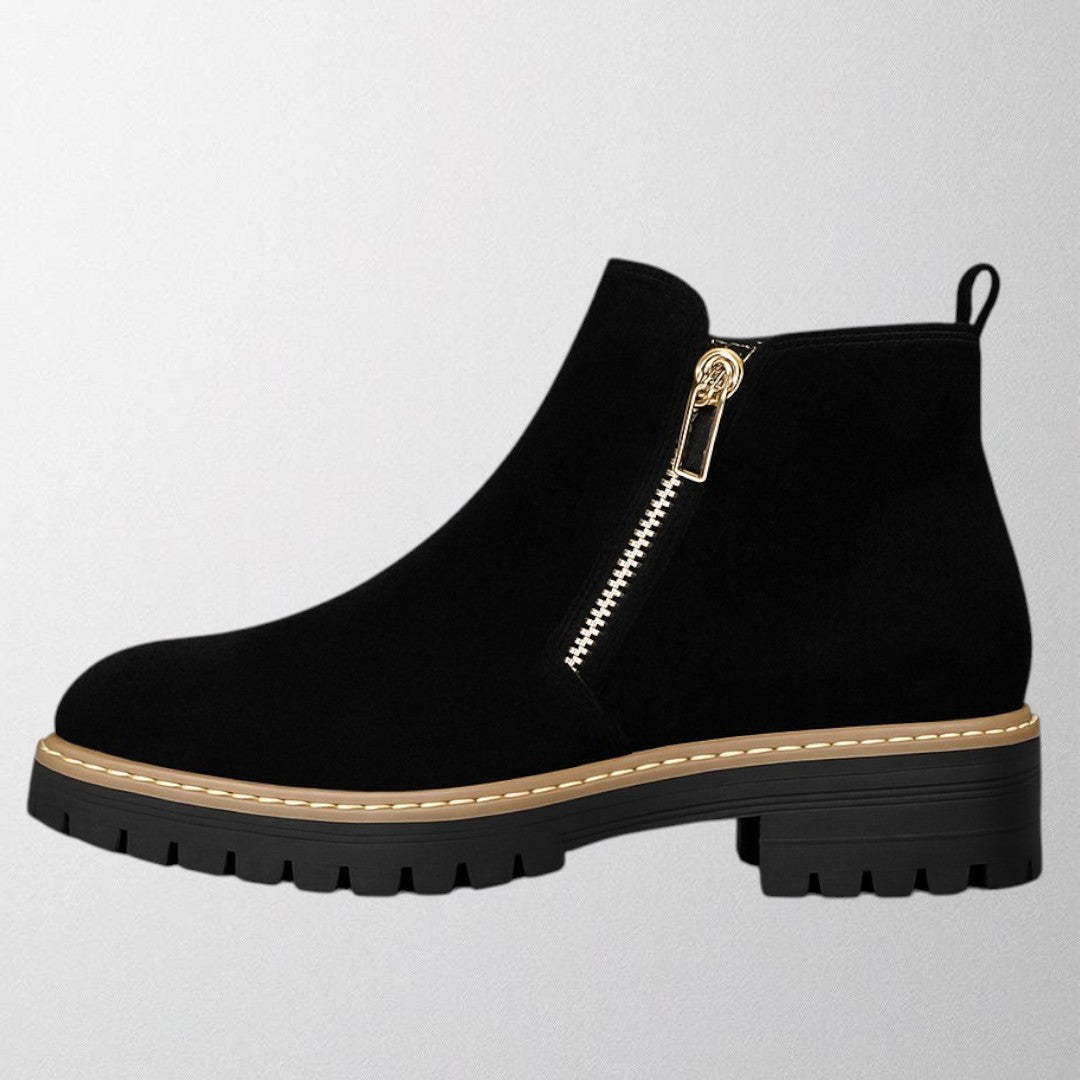 Griet | Side Zipper Closure Rounded Toe Ankle Boots