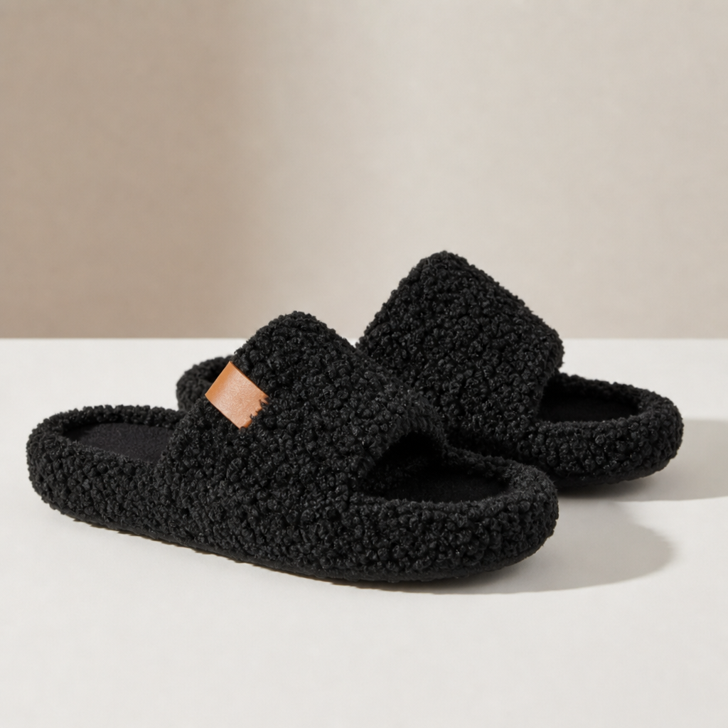 Amarante Sherpa Open-Toe Slippers