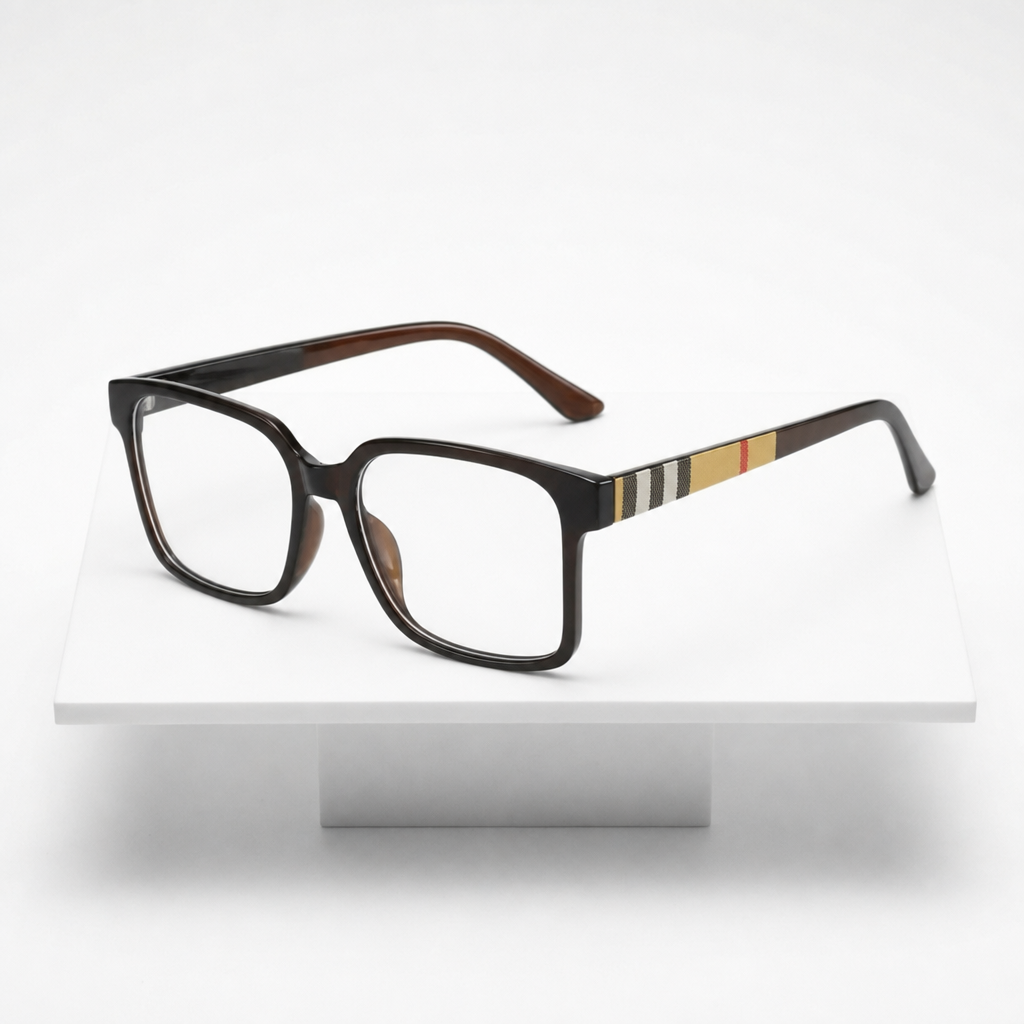 Kalymnos Square Striped Temple Glasses