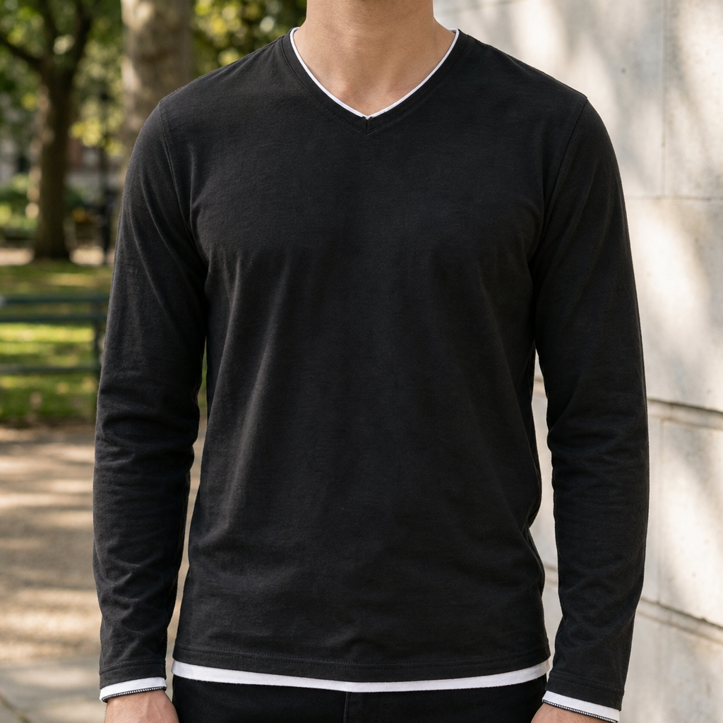 Cavtat Contrast Trim V-Neck Tee