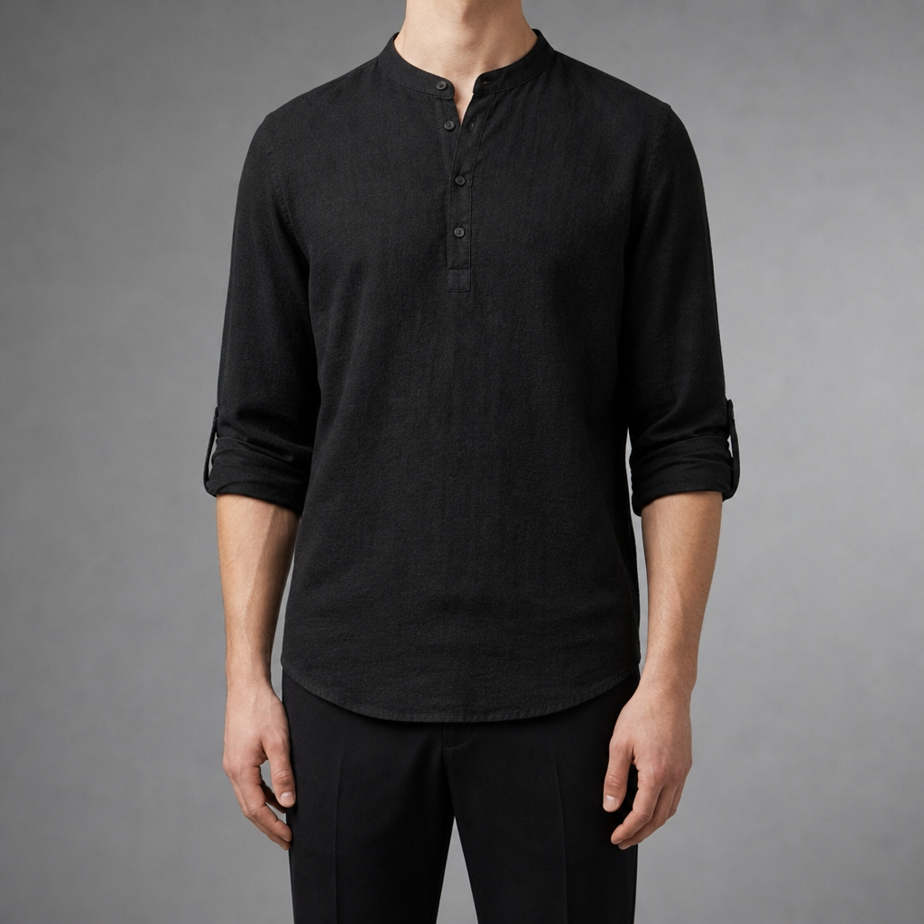 Perugia Linen Grandad Henley Shirt