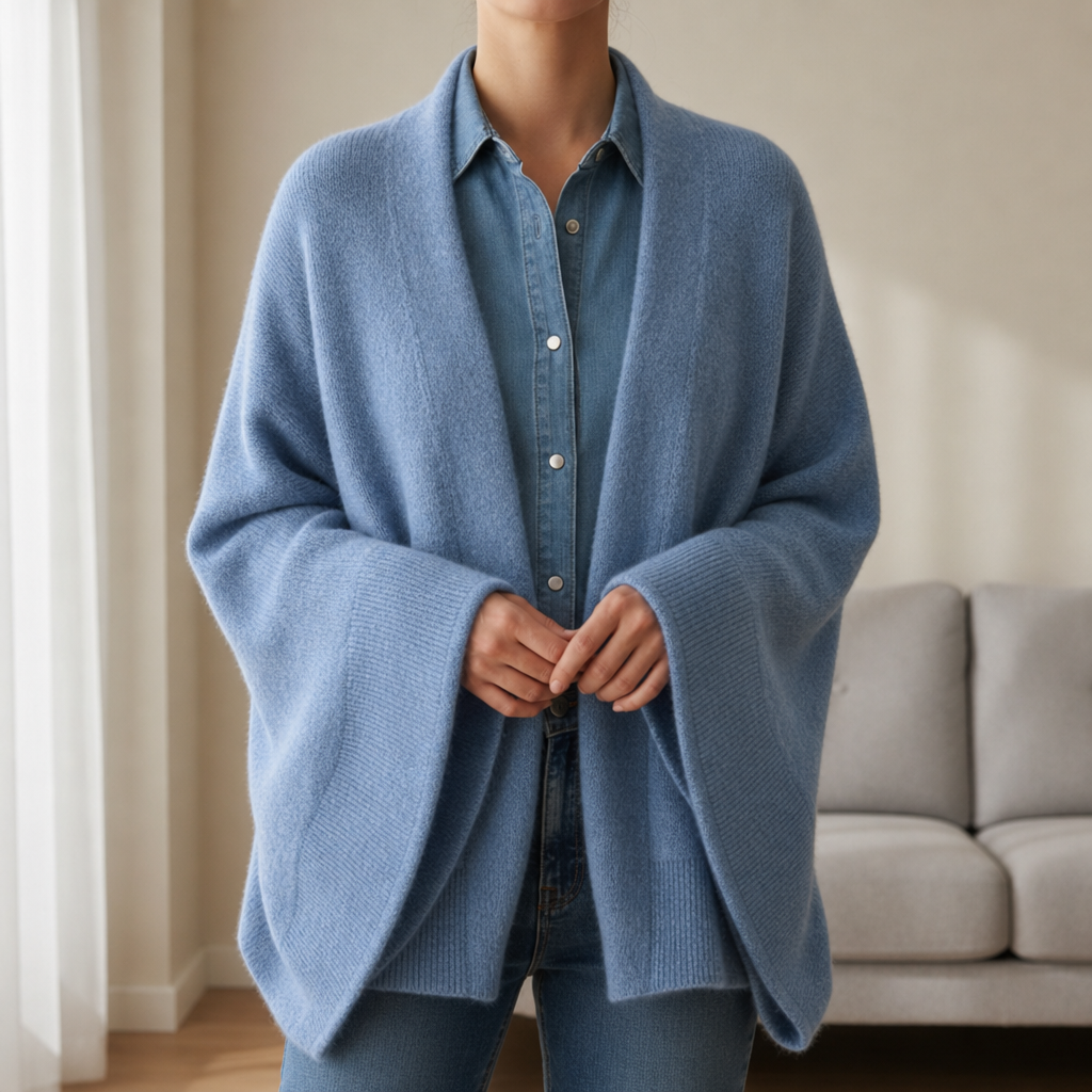 Thassos Wool Knit Shawl Cardigan