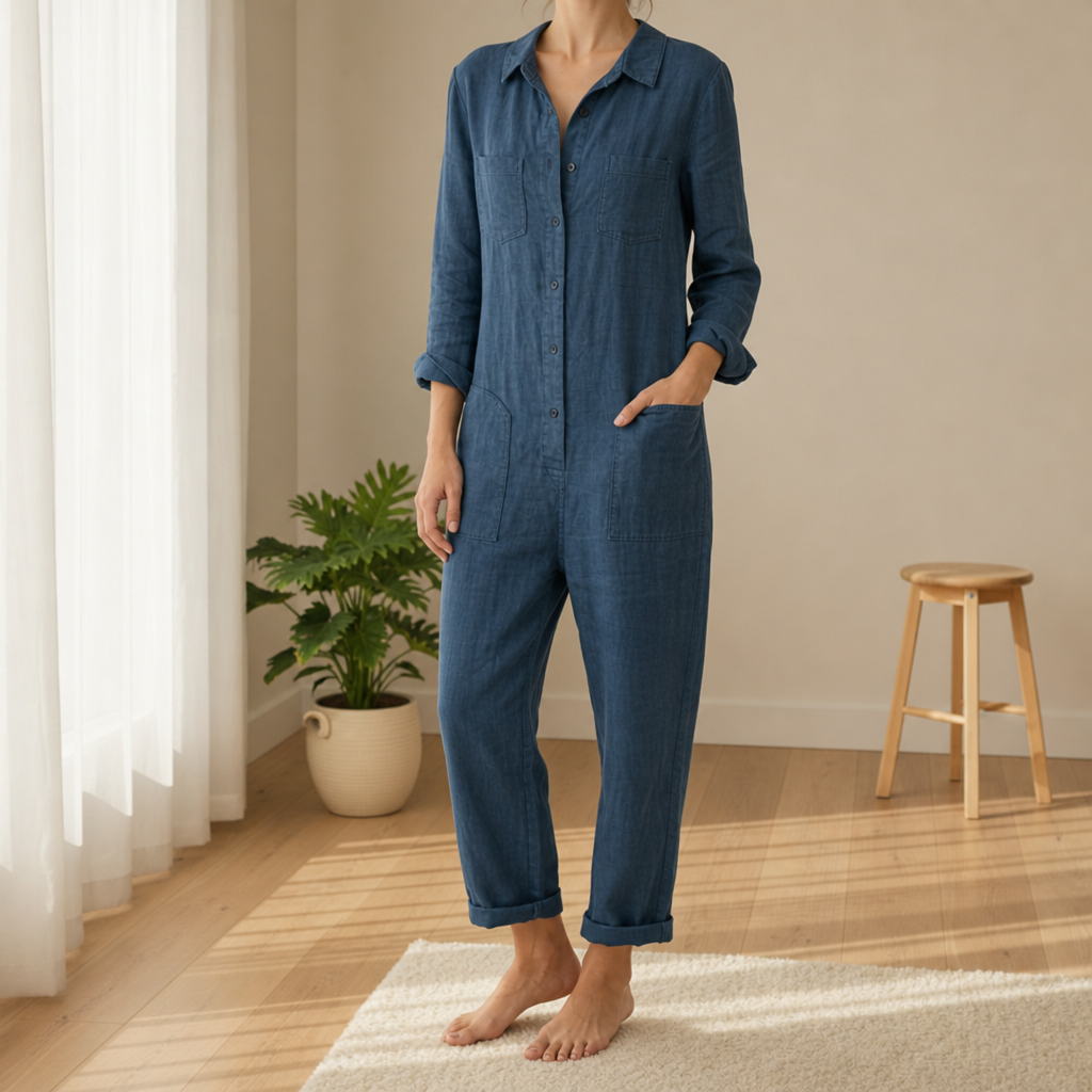Skiathos Linen Button Jumpsuit