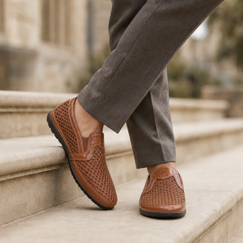 Poros Mesh Leather Loafers